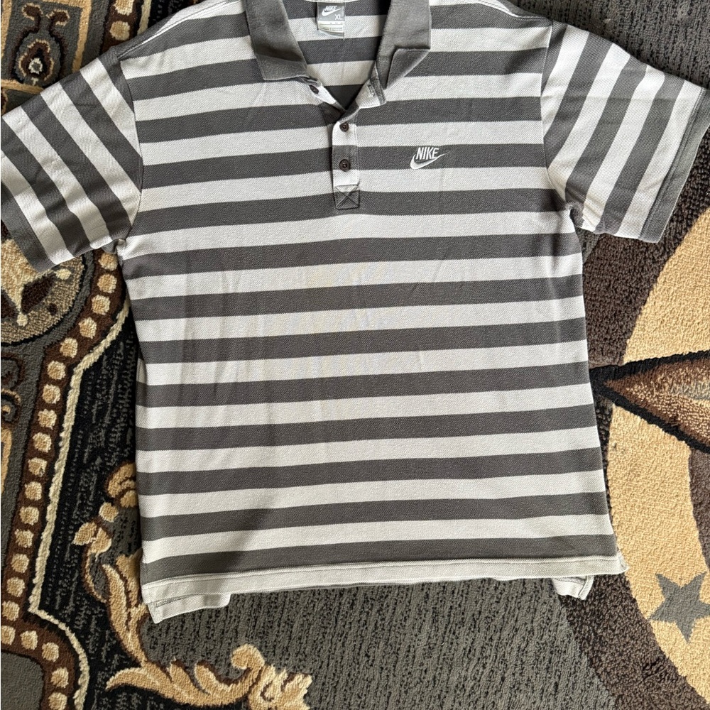 Nike Gray Striped Polo Shirt